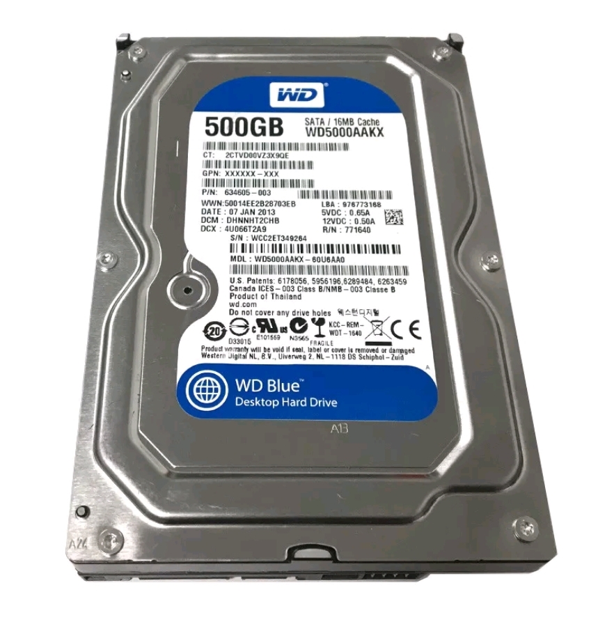 disque dur 500 go western digital blue , 3.5 pouce , 7200 rpm
