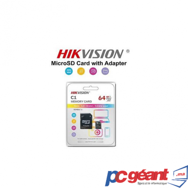 HIKVISION C1 64Go MICRO SD CLASS 10 AVEC ADAPTATEUR SD