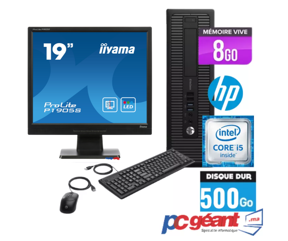 Ordinateur Fixe PC HP 6300 Core I3 Disque 500 Go Ram 4 Go Ecran Souris  Clavier