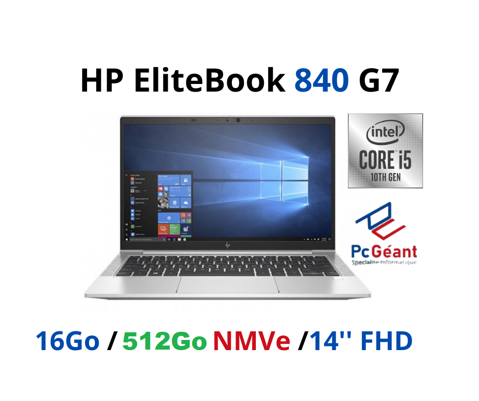 HP EliteBook 840 G7 Core i5-10310U I 16Go I 512Go SSD NVMe 14″FHD