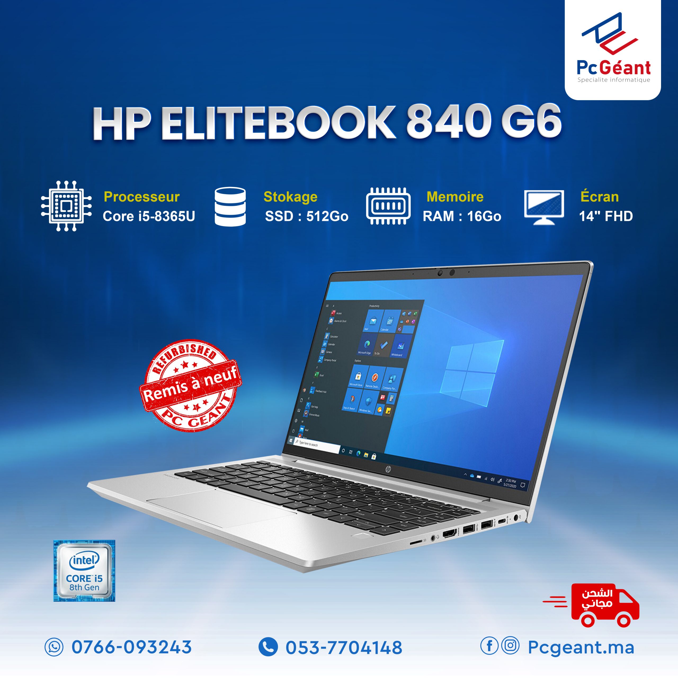 HP EliteBook 840 G6 Intel Core i5-8365UU/16 GO/512 SSD/14 Full HD