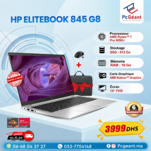 HP EliteBook 845 G8 AMD Ryzen™7 Pro 5850U I 16Go I 512Go SSD I Radeon Graphics I14"FHD [Remis à Neuf]