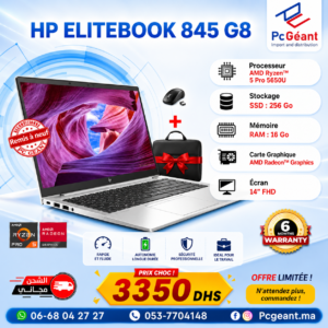 HP EliteBook 845 G8 AMD Ryzen™5 Pro 5650U I 16Go I 256Go SSD I Radeon Graphics I14"FHD [Remis à Neuf]