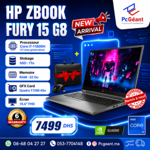 HP ZBook Fury 15 G8 Core i7-11800H I 32Go I 1To SSD I Quadro T1200 4Go I 15.6" FHD [Remis à Neuf]