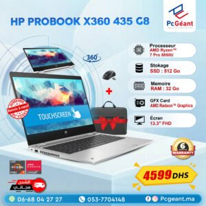 HP ProBook x360 435 G8 AMD Ryzen 7 Pro 5850U I 32Go I 512 Go SSD I  13.3" Full HD Rotation Tactile [Remis à Neuf]