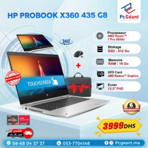 HP ProBook x360 435 G8 AMD Ryzen 7 Pro 5850U I 16Go I 512 Go SSD I  13.3" Full HD Rotation Tactile [Remis à Neuf]