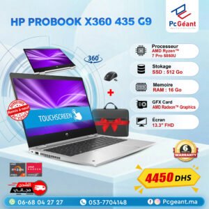 HP ProBook x360 435 G9 AMD Ryzen 7 Pro 5875U I 16Go I 512 Go SSD I  13.3" Full HD Rotation Tactile [Remis à Neuf]