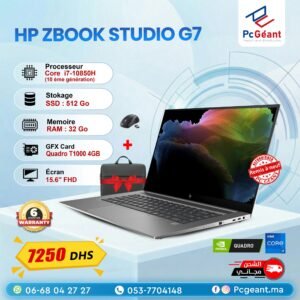 HP ZBook STUDIO G7 Core i7-10850H I 32Go I 512GB NVMe SSD I Quadro T1000 4Go I 15.6" FHD [Remis à Neuf]