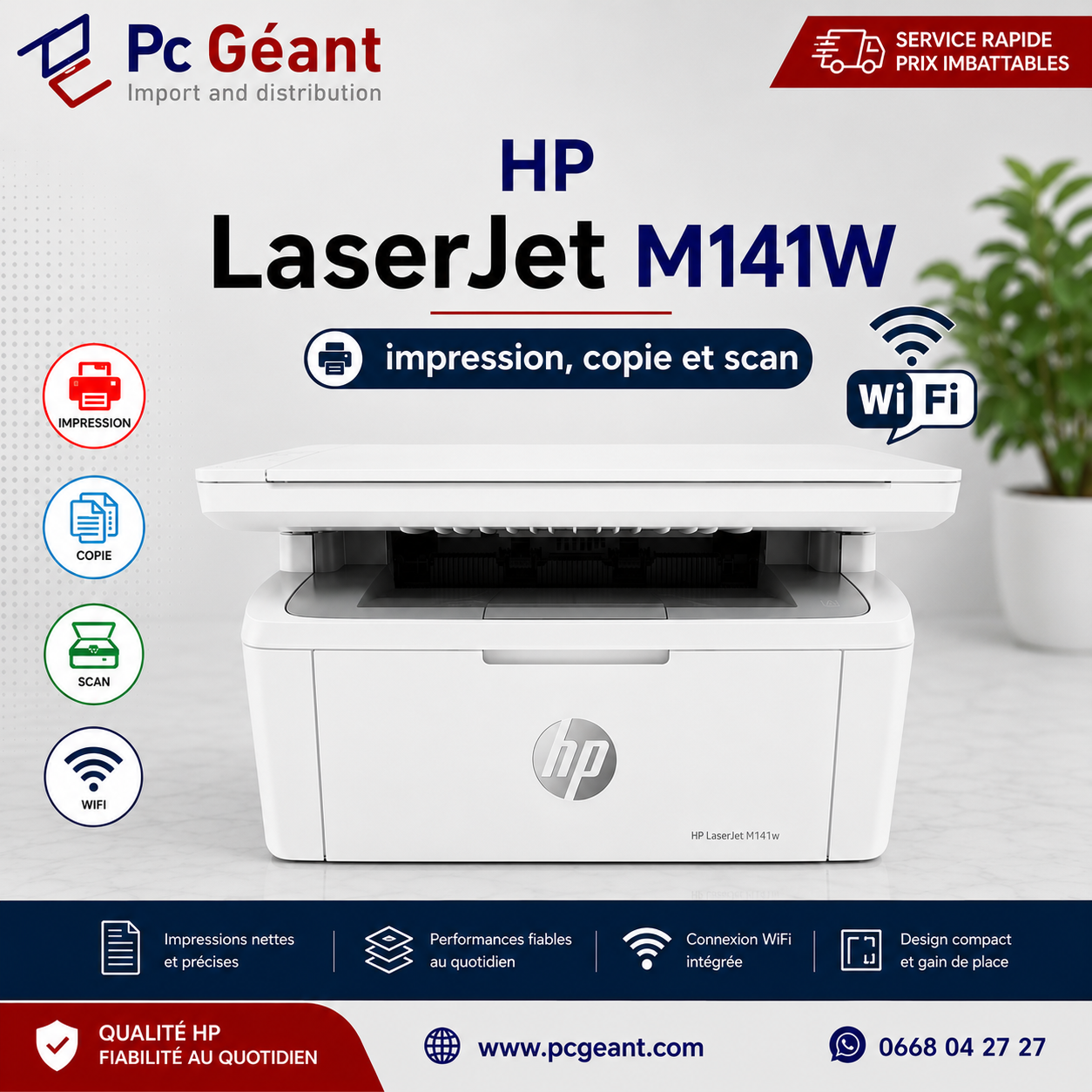 HP LaserJet MFP M141W multifonction laser - WiFi