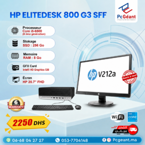 HP EliteDesk 800 G3 SFF Core i5-6500 I 8Go I 256Go I HP 21" FHD [Remis à Neuf]