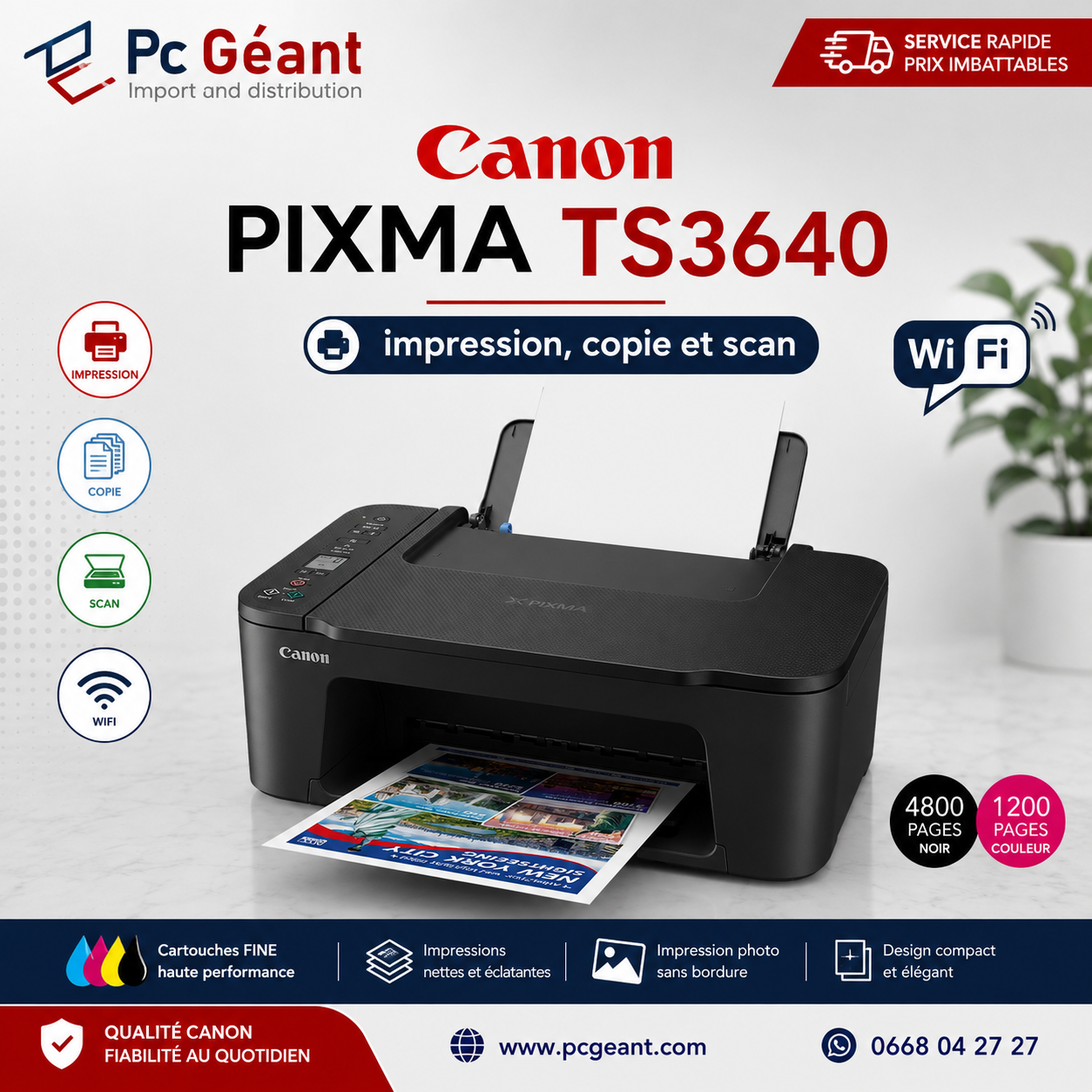 Imprimante multifonction CANON PIXMA TS3640 Wi-Fi