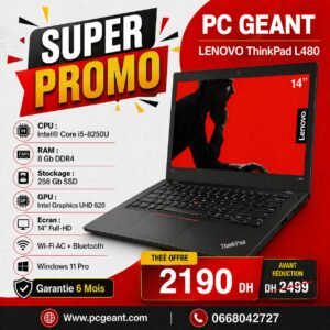 LENOVO ThinkPad L480 Core i5-8250U I 8Go I 256Go SSD I 14″ Full HD [Remis à Neuf]