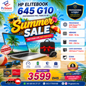 HP EliteBook 645 G10 AMD Ryzen™5 Pro 7530U I 16Go I 256Go SSD I Radeon Graphics I14"FHD [Remis à Neuf]