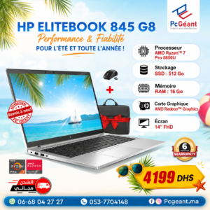 HP EliteBook 845 G8 AMD Ryzen™7 Pro 5850U I 16Go I 512Go SSD I Radeon Graphics I14"FHD [Remis à Neuf]