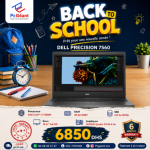 DELL Precision 7560 Core i7-11850H I 32Go I 512GB SSD I NVIDIA T1200 4GB I 15.6" FHD [Remis à Neuf]