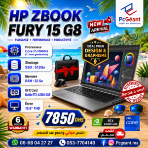 HP ZBook Fury 15 G8 Core i7-11850H I 32Go I 512GB SSD I NVIDIA RTX A2000 I 15.6" FHD [Remis à Neuf]
