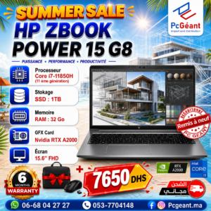 HP ZBook POWER 15 G8 Core i7-11850H I 32Go I 1TB SSD I RTX A2000 I 15.6" FHD [Remis à Neuf]