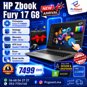 HP ZBook Fury 17 G8 Tactile Core i7-11850H I 32Go I 1To SSD I Quadro T1200 4Go I 17.3" 2K [Remis à Neuf]