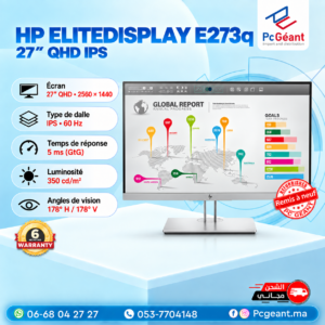 HP EliteDisplay E273q – 27″ QHD IPS USB-C- Fremlisse [Remis à Neuf]
