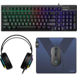 Pack Gaming filaire 4-en-1 Rapoo V125S - Clavier, souris, casque et tapis, QWERTY US