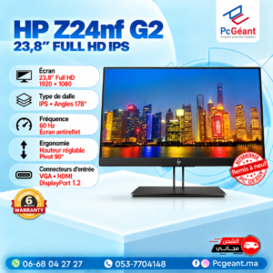 HP Z24nf G2 23,8″ Full HD IPS – HDMI, DisplayPort, VGA – Pied réglable [Remis à Neuf]